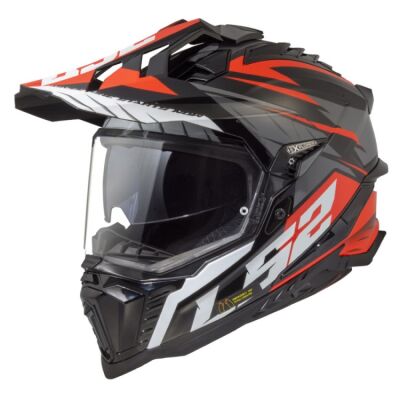 LS2 MX701 EXPLORER-06 HPFC SPIRE adventure helma černá/titan/červená vel.M